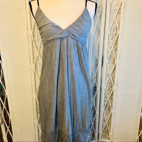 Wish USA Mini Dress Gray and Black Striped Sundress Beach Resort size Medium - Picture 2 of 14
